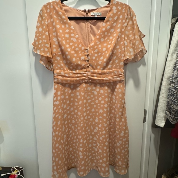 Madewell Apricot‎ Star Print Dress - Size 6 - cinched waist - Picture 8 of 13